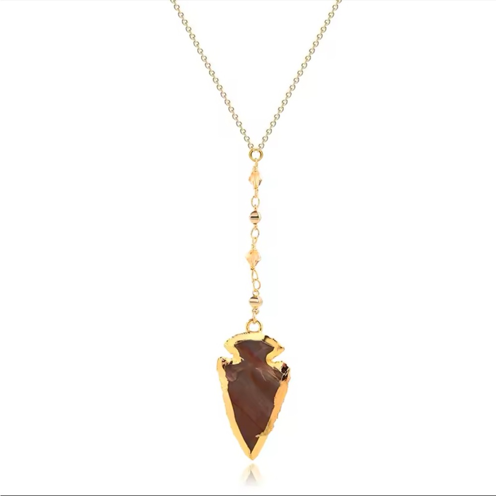 Brown Stone Arrowhead Necklace